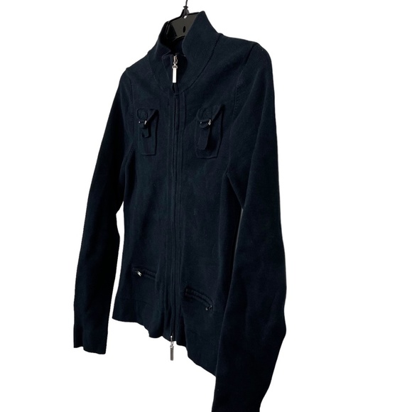 OLO Navy Blue Full Zip Knit Long Sleeve Cardigan Sweater Jacket Cotton Blend  L - Picture 8 of 16